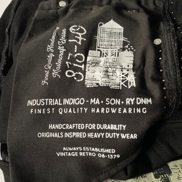 Industrial Indigo Jeans Mens W 32 x L 32 Black Denim Rhinestones Straight NWOT - Picture 11 of 16